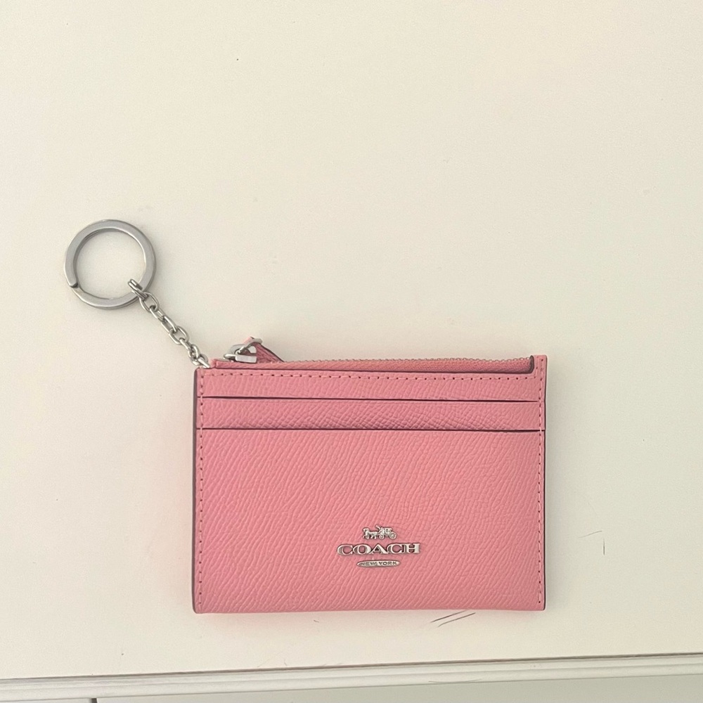 Brand New Coach Pink Card Holder with Keychain